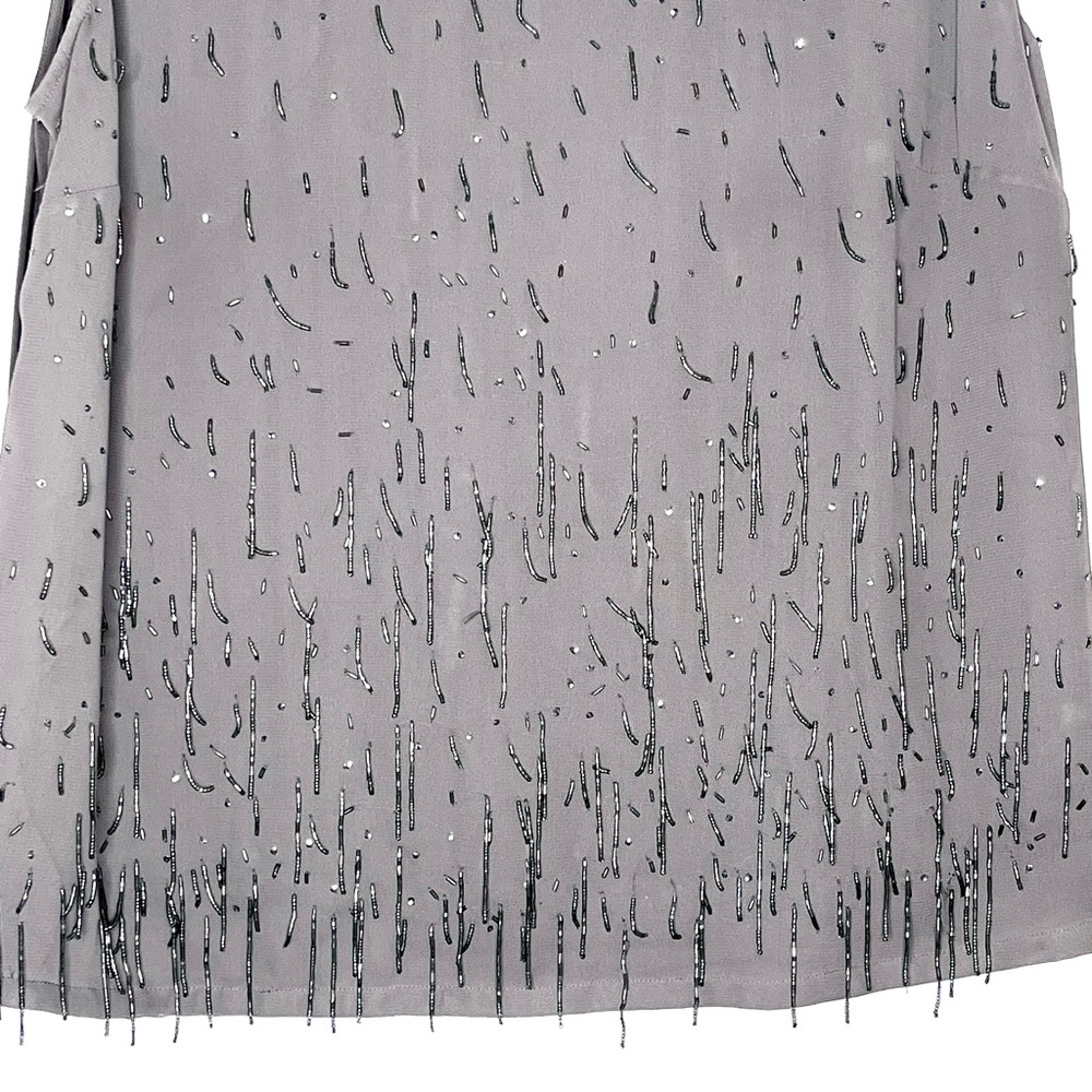 JONES NEW YORK‎ Beaded Sequined Dressy Sleeveless Plus Size Top 18W Blouse GRAY - Picture 4 of 15